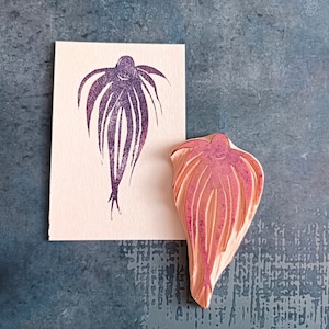 Wilde bloemenstempel voor kaarten maken, Botanische rubberen stempel voor scrapbooking, houten stempel met bloemmotief