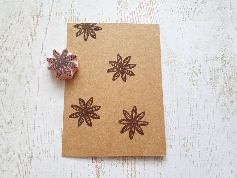 Anise rubber stamp for December daily journal, dried food stamp for Christmas packaging, autumn star, hygge notebook print, spice lover image 5