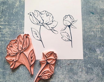 Peony rubber stamp set, beautifull flower stamp for wedding decoration, shabby chic decorative template, watercolor spring ephemera, elegant