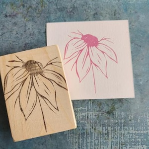 Wild flower rubber stamp for birthday cards, boho wedding stamp