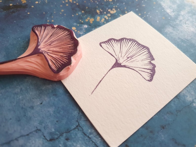 Ginkgo rubber stamp for daily journal, botanical stamp for paper lovers, image 6