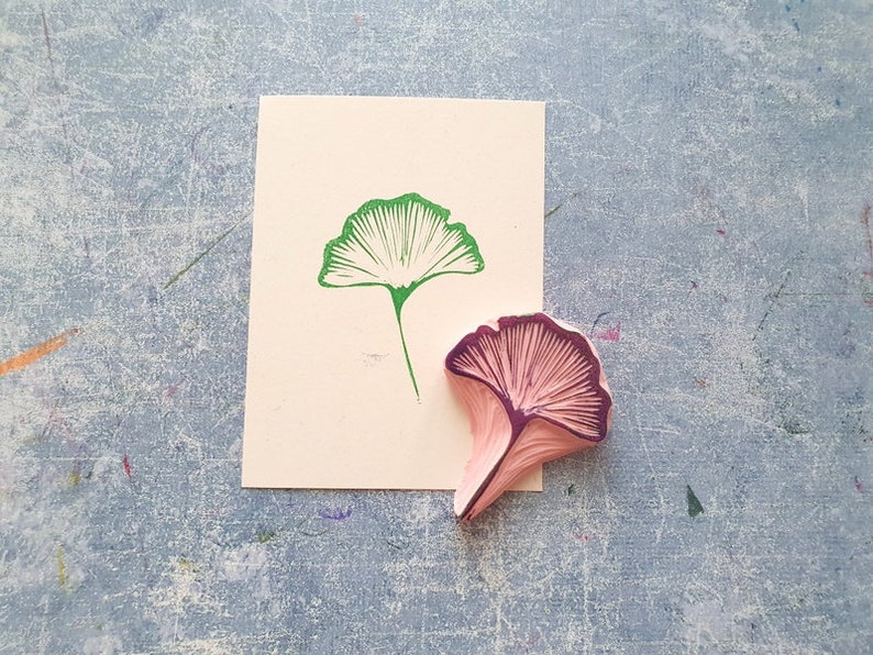 Ginkgo rubber stamp for daily journal, botanical stamp for paper lovers, image 3