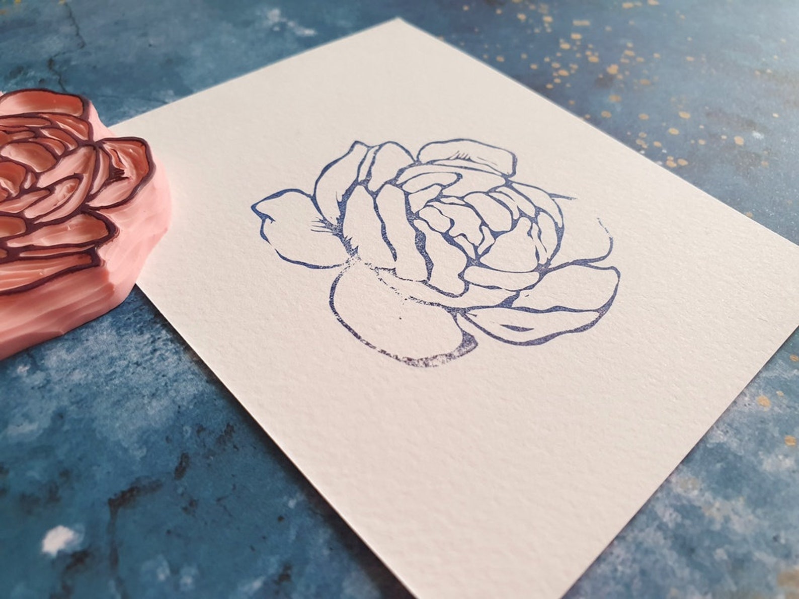 Peony Rubber Stamp for Cardmaking, Blossom Flower Stamp for Copic ...