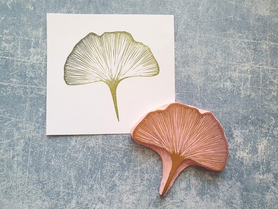 Ginkgo Biloba Leaf Rubber Stamp for Nature Lovers, Botanical Tree Ephemera,  Library Stamp, Marsala Wedding, Fall Ceremony, Autumn Decoration 