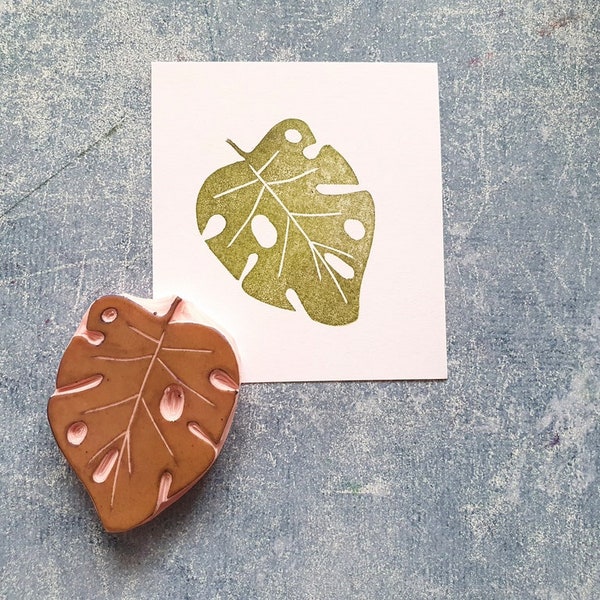 Monstera rubber stamp, scrapbooking leaf ephemera, urban jungle plant, botanical stationery supplies, exotic leaf decor, tropical wedding