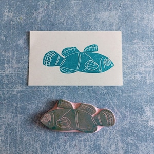 Fish rubber stamp, journaling animal stamp, sea life stationery, ocean marine gift, tropical vintage decor, life science texture, pottery