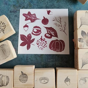Juego de 11 sellos de goma otoñales para decorar bullet journals de otoño, aprendizaje Waldorf, material Montessori imprimible, material educativo infantil.