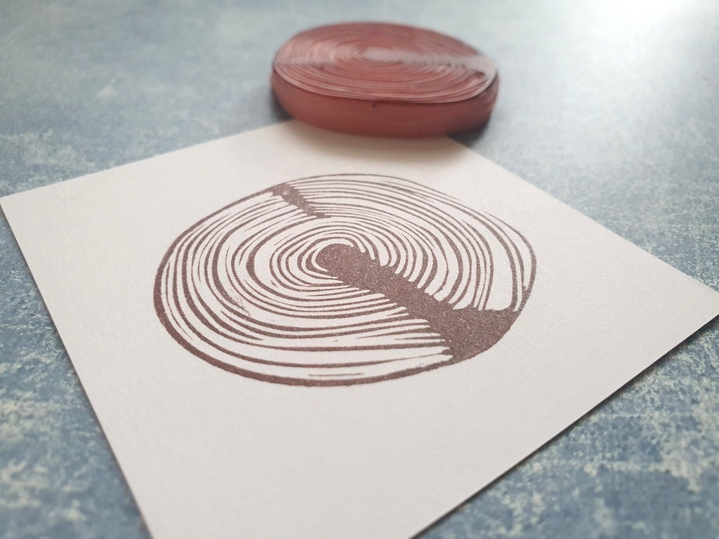 Tree Ring Rubber Stamp for Scrapbooking, Woodgrain Stamp for
