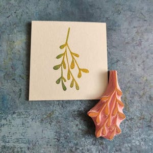 Mistletoe rubber stamp for Christmas card, seasonal greeting stamp, hand stamping wreath, holly stationery, xmas gift tag, fairy plant