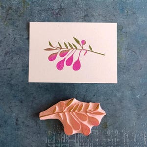 Brindille avec tampon en caoutchouc de baies pour la fabrication de cartes de Noël, tampon de canneberge pour le journal quotidien de décembre, décoration de branche des bois,