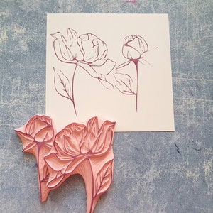 Peony Rubber Stamp Set, Beautifull Flower Stamp for Wedding Decoration ...