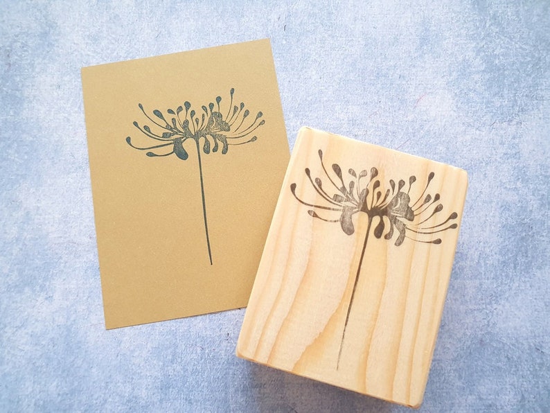 japanese lily rubber stamp for handmade cards, asian flower stamp, wild stamp decor, vintage postage, wedding diary, lotus dandelion pattern mounted
