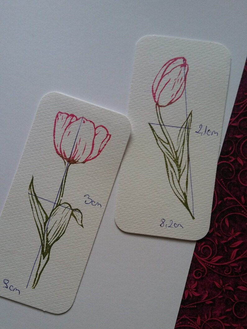 Tulip Rubber Stamp Set for Cardmaking Scrapbooking Flower Etsy