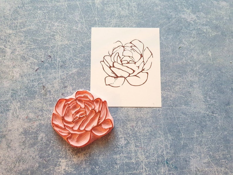 Peony Rubber Stamp for Cardmaking, Blossom Flower Stamp for Copic ...