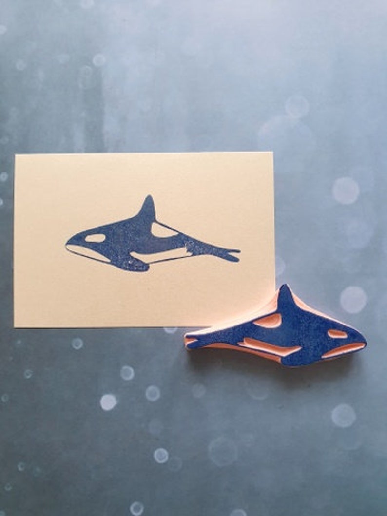 Orca rubber stamp for scrapbooking, delphin stamp for paper craft, ocean life stationery, sea animal, whale ptint, marine blackfish image 9