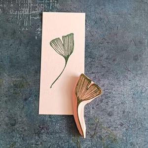 Minimalistische ginkgo-rubberstempel, gedetailleerde ginkgo-bladstempel, botanisch briefpapier voor junkjournal