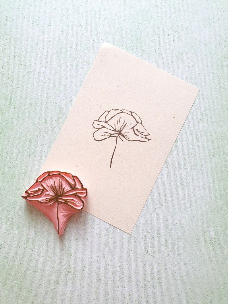Peony Rubber Stamp for Cardmaking, Blossom Flower Stamp for ...