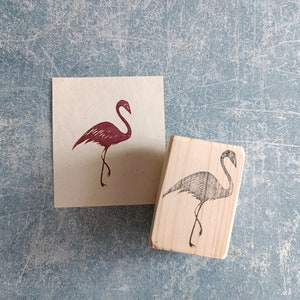 Flamingo rubber stamp, tropical bird decorative stamp, exotic summer stationery, animal party favour, tropical birthday, diary journal