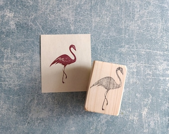 Flamingo rubber stamp, tropical bird decorative stamp, exotic summer stationery, animal party favour, tropical birthday, diary journal