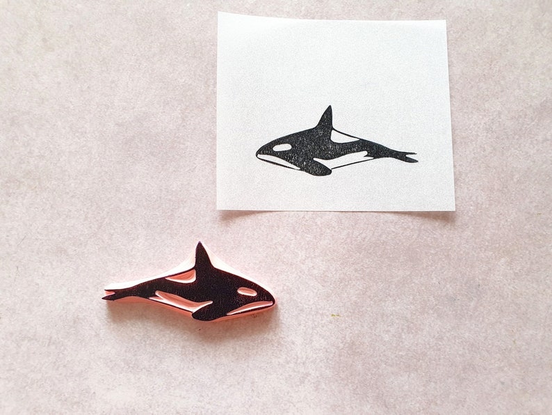 Orca rubber stamp for scrapbooking, delphin stamp for paper craft, ocean life stationery, sea animal, whale ptint, marine blackfish image 4