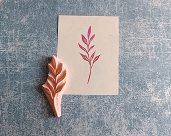 Leaf rubber stamp for scrapbooking, leaf printing block for crafts, botanical stamp for artist