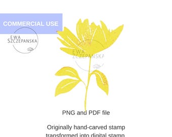 Flower Digital Stamp, Botanical Line Art for Card Making, Scrapbooking, Coloring Pages, Wedding and Craft Printable