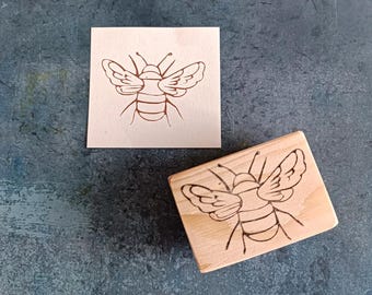 Bee rubber stamp, cardmaking insect stamp, bug embellishment, nature lover gift, animal stationery, fabric print, pottery pattern, wildlife