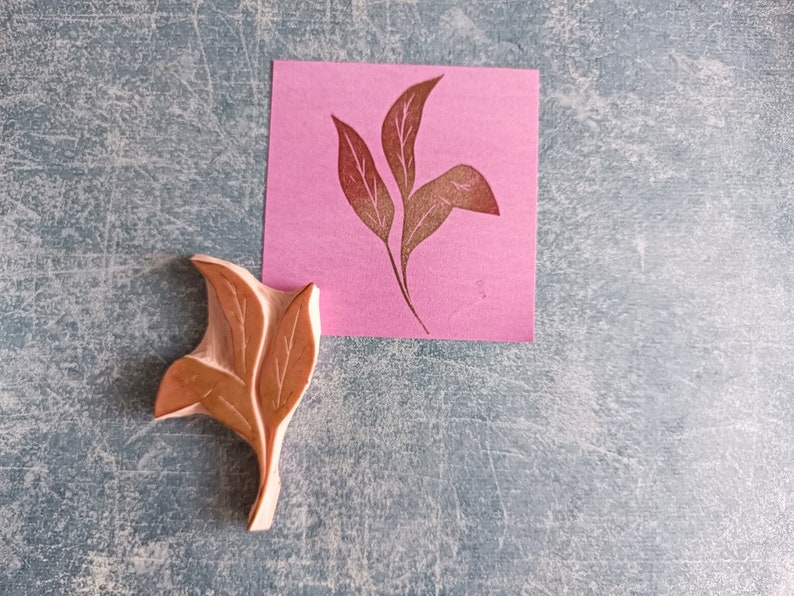 Leaves rubber stamp for cardmaking, floral stamp for svrapbooking, perfect gift for artist, naqture journal supplies image 5