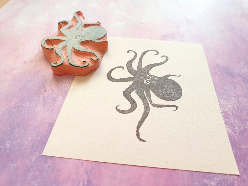 Octopus rubber stamp for scrapbooking Ocean animal stamp for | Etsy