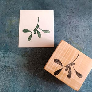 Rubberstempel maretak voor kaarten maken, met de hand gesneden maretakstempel voor kerstambachten, milieuvriendelijke stempel voor cadeauverpakking
