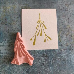 Mistletoe Stamp for Christmas cards, Mistletoe twig rubber stamp, Mistletoe rubber stamp for cardmaking