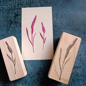 Twijgrubberstempelset van 2 voor kaarten maken, beste wensenstempel, botanisch sieraad, herfstbriefpapier, efemere post, cadeau voor kaartmaker