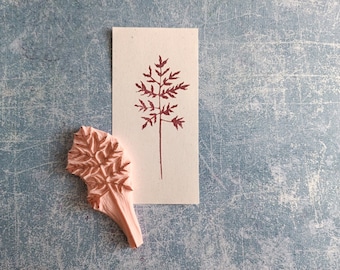 Grass rubber stamp for wedding invitation, wild plant stamp,