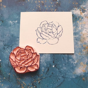 Peony Rubber Stamp for Cardmaking, Blossom Flower Stamp for Copic ...