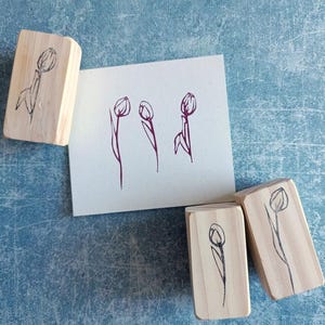 Lot de 3 tampons en caoutchouc tulipes pour journal artistique, tampons fleurs sauvages pour fabrication de cartes, cadeau pour les amateurs de scrapbooking, décoration de chalet, rétro