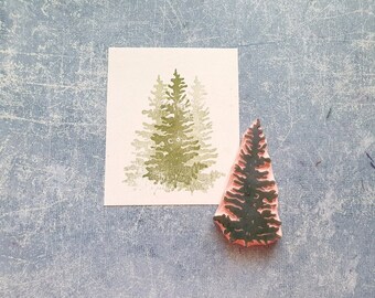winter holiday #24 nature Christmas Tiny Pine Trees unmounted rubber stamp 