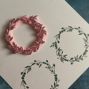 Kransrubberstempel voor rustieke bruiloft, botanisch briefpapier kaarten maken, takstempel, landhuisversiering, decoratief takje