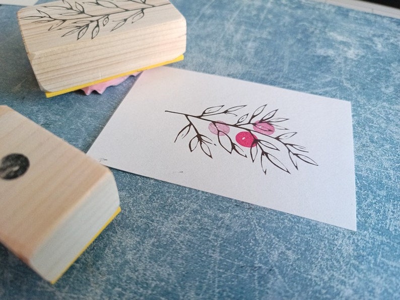 Mountain ash rubber stamp set, Forest berry twig, botanical art journal, Christmas woodland tile, montessori materials, educational supply image 4