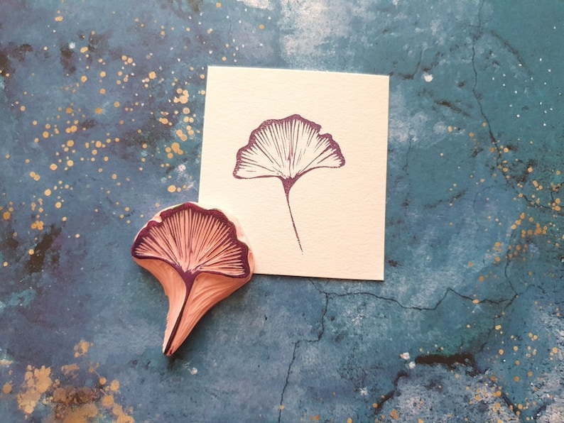 Ginkgo rubber stamp for daily journal, botanical stamp for paper lovers, image 5