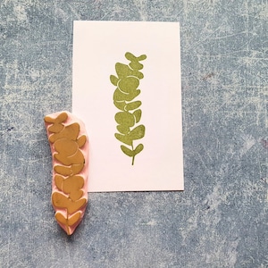 Tampon en caoutchouc feuille d'eucalyptus, tampon floral fait main, décoration de bibliothèque, fourniture homéopathie, bullet journal éphémères, brindille pour la fabrication de cartes,