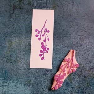 Tampon en caoutchouc de brindille avec des baies pour une invitation rustique, tampon de sorbier des oiseleurs pour la fabrication de cartes, impression de sorbier, fruits d'hiver, décor de sorbier des oiseleurs