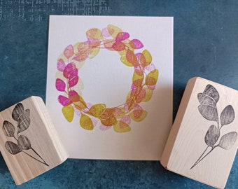Eucalyptus wreath craft stamp, set of 2, twig rubber stamp, wild flower, wedding stationery print, handmade decoration, cardmaking ephemera