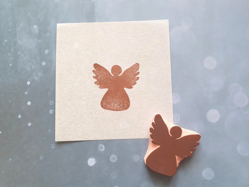 Vintage angel rubber stamp for Christmas card handmade  Etsy