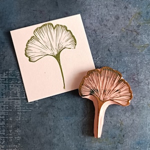Rubberstempel ginkgoblad, Artistieke bladstempel voor bullet journal, Ginkgo biloba-stempel voor kunstenaar