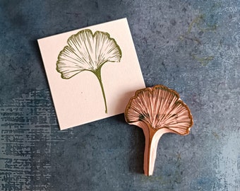 Ginkgo leaf rubber stamp, Artistic leaf stamp for bullet journal, Ginkgo biloba stamp for artist