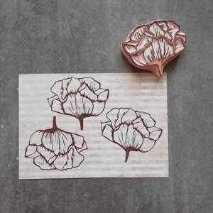 Peony Rubber Stamp for Art Journaling, Rose Petals Stamp, Botanical ...