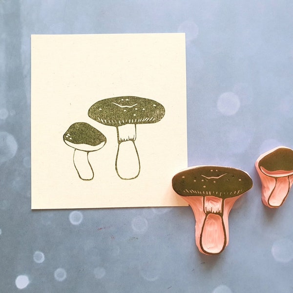 Wild mushroom rubber stamp set for scrapbooking, woodland stamps for journaling, wildlife plant notebook, autumn season, food print