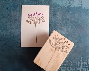 Dandelion rubber stamp, floral garden stamp, wild flower stamp, cottage wedding stationery, fairy journal supply, vintage flower decor,