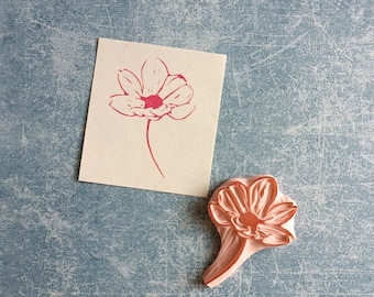 Wild flower rubber stamp for cardmaking, scrapbooking blossom stamp, handmade paper flower, gift for teacher, summer garden plant, spring