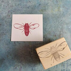 Bee rubber stamp for cardmaking, honey bee stamp for nature lovers, wild meadow stationery, eco packaging, paper goods, get well soon gift,